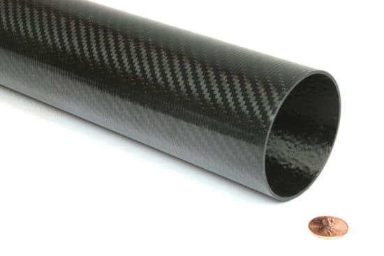 Picture of Carbon Fiber Roll Wrapped Telescoping Twill Tube ~ 2.375" ID x 48", Gloss Finish
