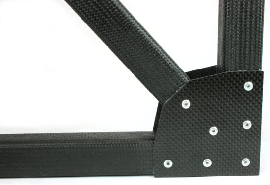 Picture of 1" Square Tube Carbon Fiber Gusset 2D 90° Corner w/45°