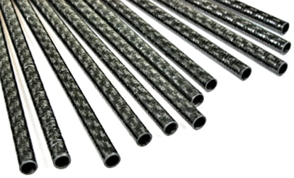 Carbon Fiber Roll Wrapped Twill Tube ~ 0.187" ID x 24", Thin Wall Gloss Finish