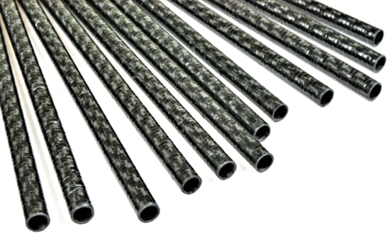 Carbon Fiber Roll Wrapped Twill Tube ~ 0.313" ID x 24", Thin Wall Gloss Finish