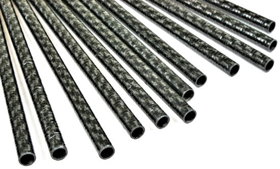Carbon Fiber Roll Wrapped Twill Tube ~ 9mm ID x 24", Thin Wall Gloss Finish