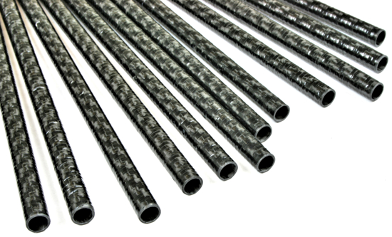 Carbon Fiber Roll Wrapped Twill Tube ~ 14mm ID x 48", Thin Wall Gloss Finish